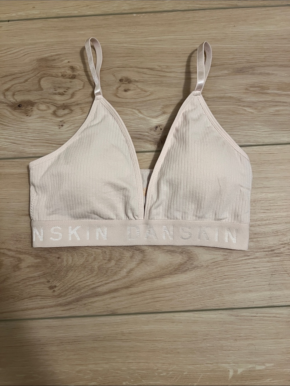 Danskin Pale Blush Ribbed Logo Band Bralette